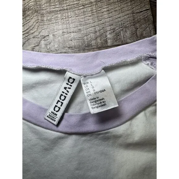 Divided H&M Purple Raglan Baby Tee Croptop Size Large - Picture 3 of 4